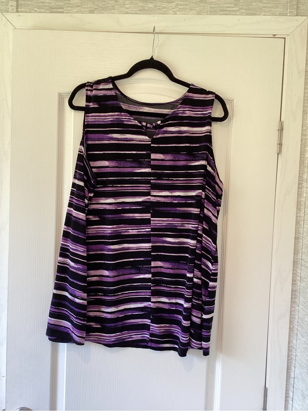 Catherines Purple and Black Striped Sleeveless Tank 22/24W EUC